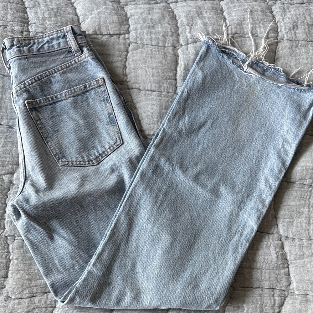 Zara distressed high waisted wide leg jean
